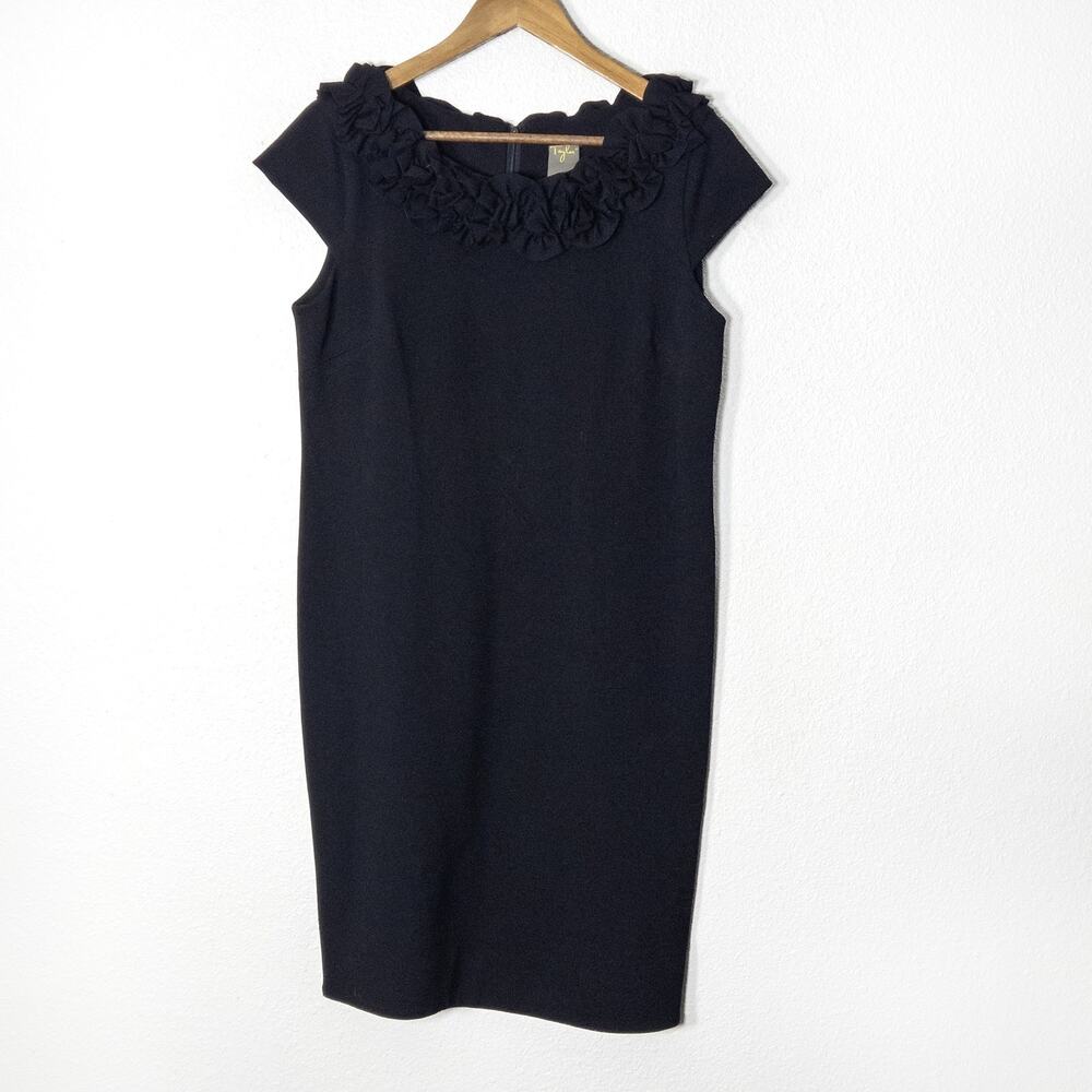 Taylor Dress Size 12 Black Sleeveless Floral Neckline Sheath Cocktail